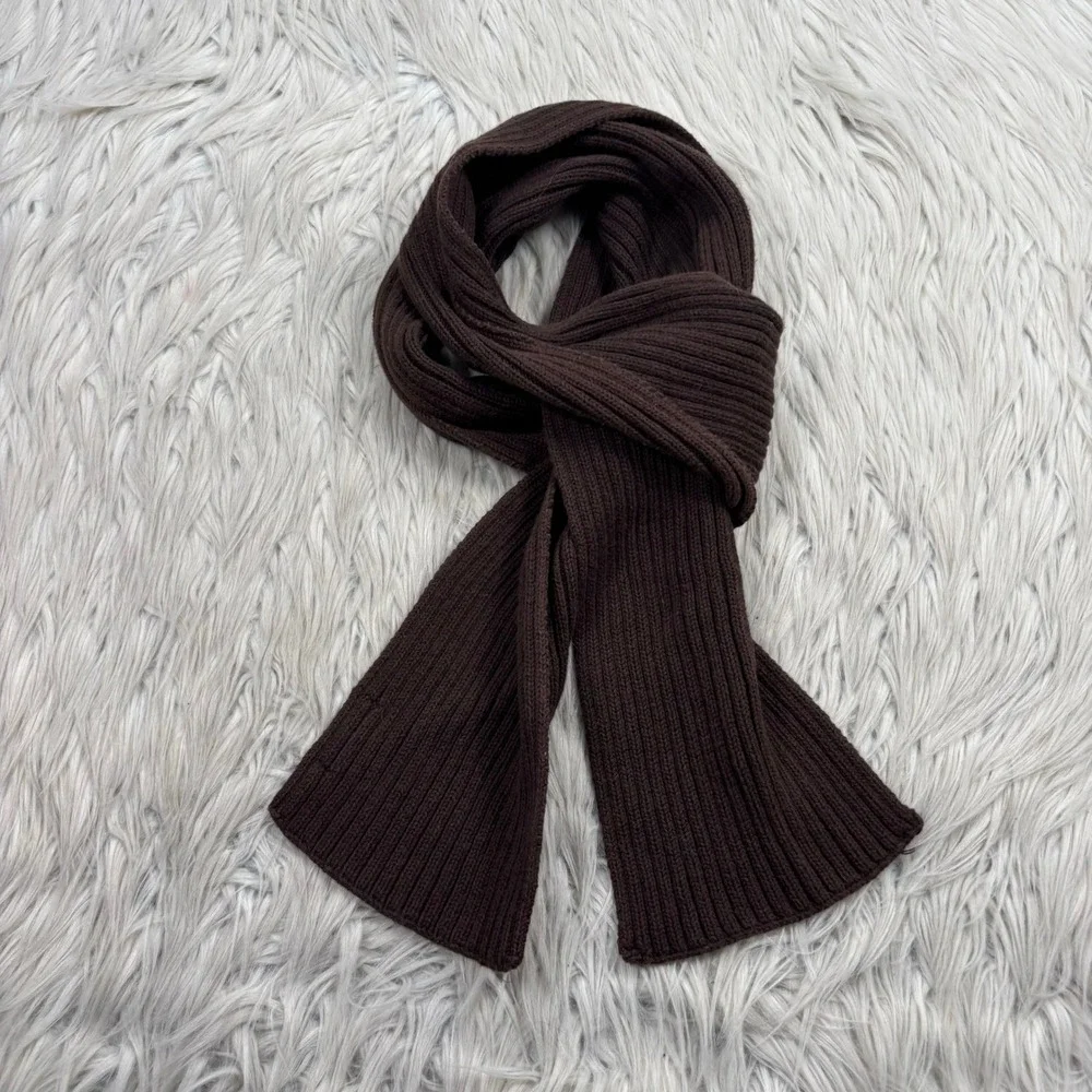 Zara Man Brown Ribbed Skinny Scarf Indy Sleaze Preppy Y2K